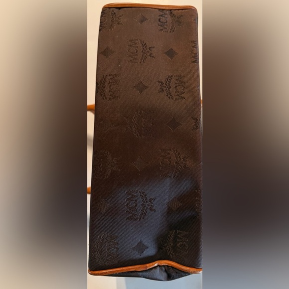 MCM Boston Satchel Hand Bag Nylon Leather Dark Brown Authenticated COA - Picture 10 of 16